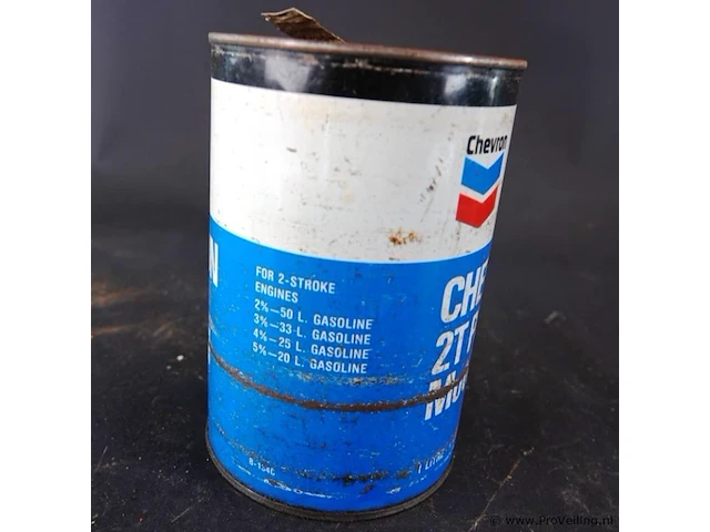 Vintage blik chevron 2t plus motorolie van 1 liter - afbeelding 3 van  6