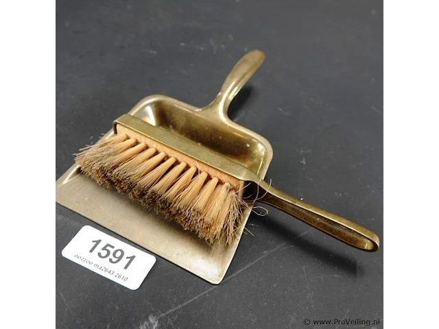 Vintage brons/messing schuier met borstel - afbeelding 1 van  5