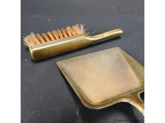 Vintage brons/messing schuier met borstel - afbeelding 4 van  5