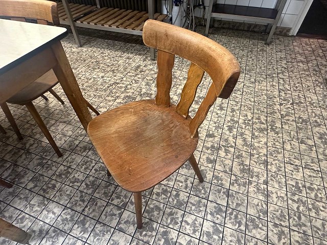 Vintage caféstoel jaren 50 (8x) met kantinetafel - afbeelding 1 van  3