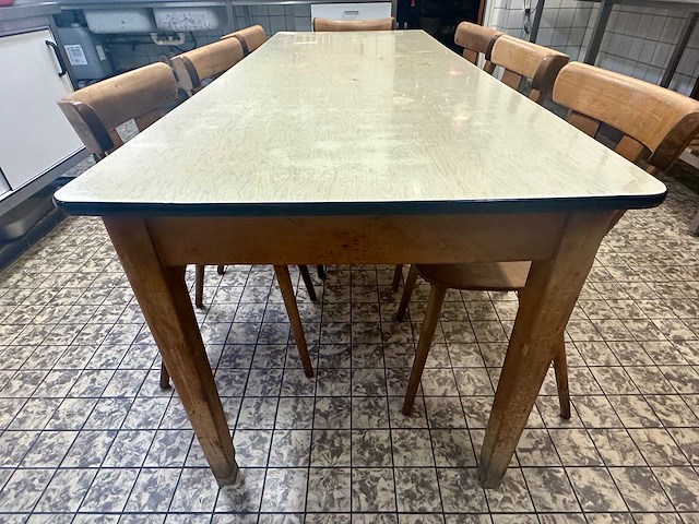 Vintage caféstoel jaren 50 (8x) met kantinetafel - afbeelding 2 van  3