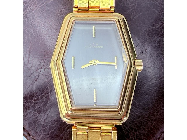 Vintage commodoor mechanisch verguld horloge - afbeelding 2 van  7