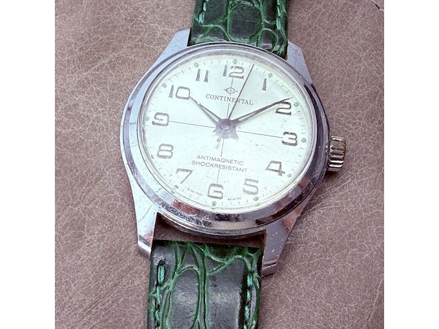 Vintage continental swiss time mechanisch horloge - afbeelding 1 van  7