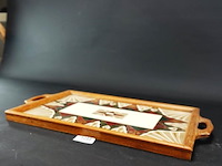 Vintage dienblad. bodem bestaat ui t 1 grote porseleinen tegel - afbeelding 4 van  5