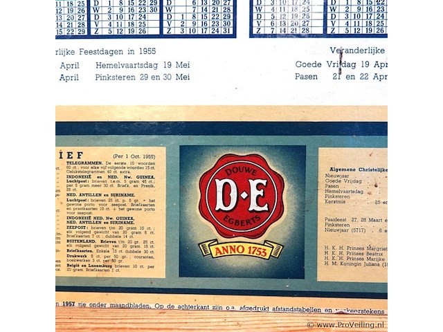 Vintage douwe egberts reclamekalender uit de jaren 50 - afbeelding 5 van  7