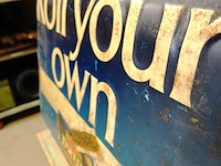 Vintage drum tabak reclamebord roll your own metalen bord - afbeelding 4 van  5