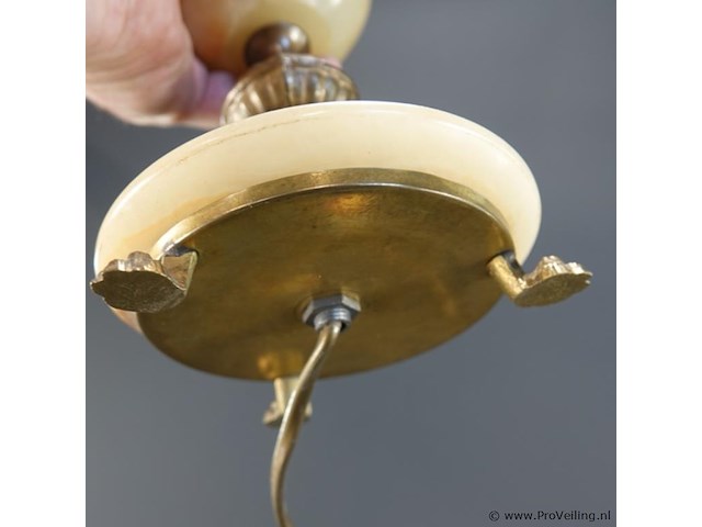 Vintage elektrische olielamp (ook wel hurricane lamp of gone with the wind-lamp genoemd) in brocante stijl - afbeelding 5 van  5