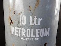 Vintage emaille 10 liter petroleum kan - afbeelding 2 van  7