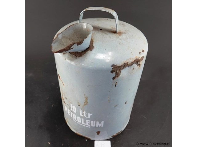 Vintage emaille 10 liter petroleum kan - afbeelding 3 van  7