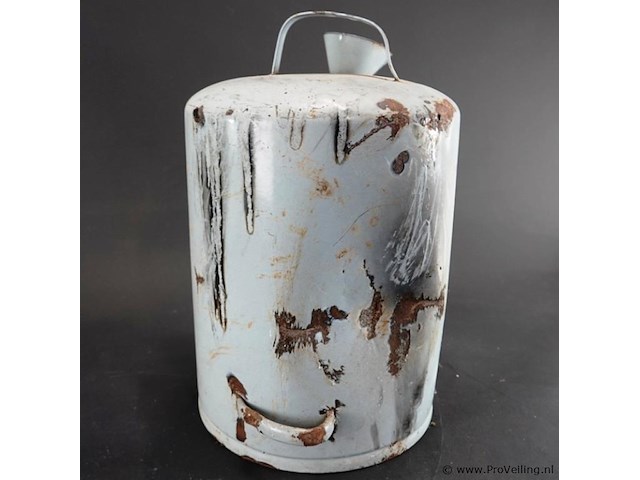 Vintage emaille 10 liter petroleum kan - afbeelding 4 van  7