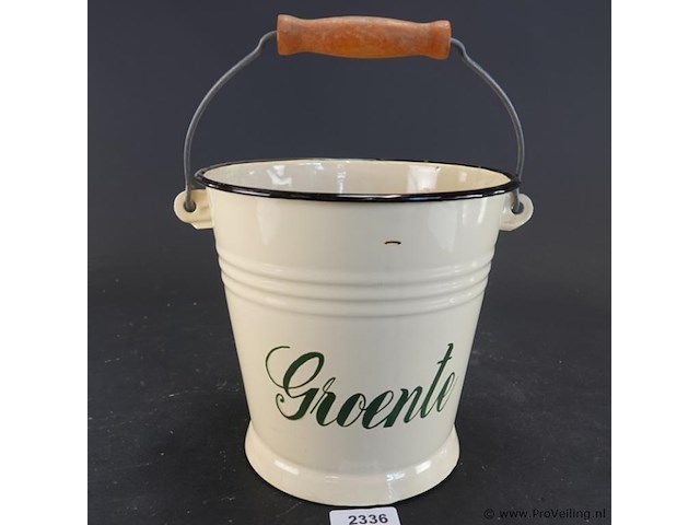 Vintage emaille groente-emmer - afbeelding 1 van  5