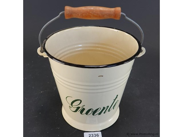 Vintage emaille groente-emmer - afbeelding 2 van  5