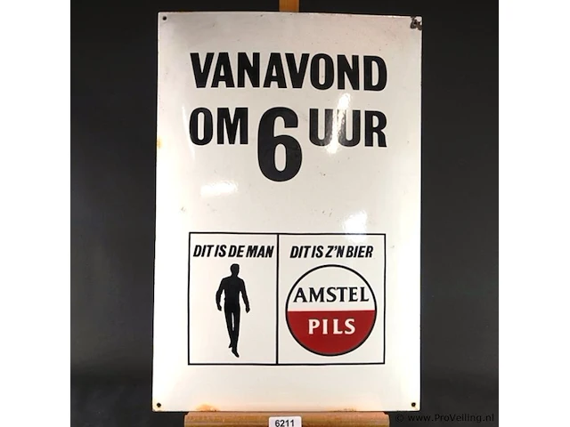 Vintage emaille reclamebord van amstel pils - afbeelding 1 van  5