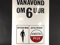 Vintage emaille reclamebord van amstel pils