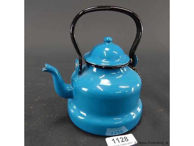 Vintage emaille theepot - afbeelding 1 van  5