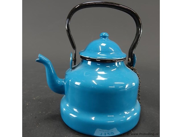 Vintage emaille theepot - afbeelding 2 van  5