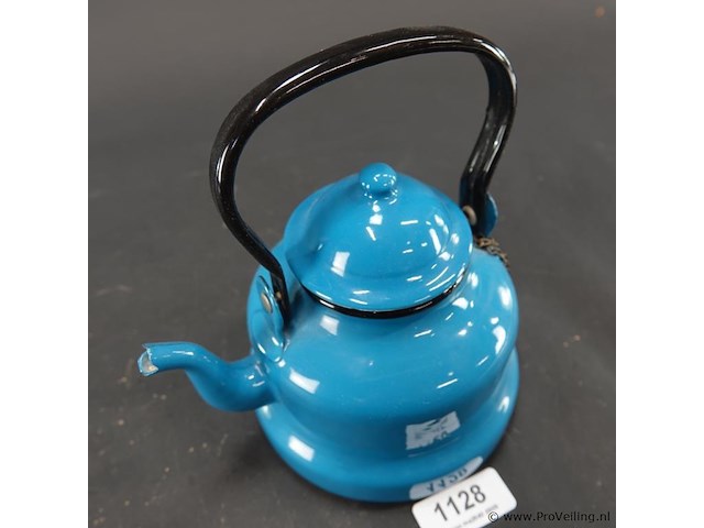 Vintage emaille theepot - afbeelding 3 van  5