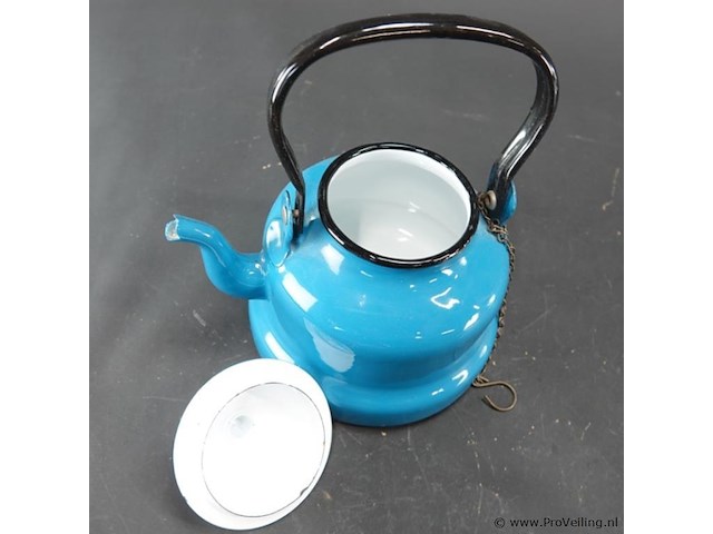 Vintage emaille theepot - afbeelding 4 van  5
