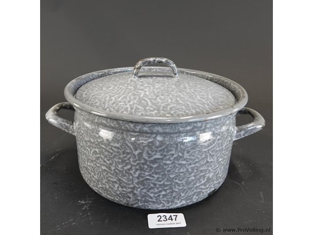 Vintage emaille (wolkjes)pan - afbeelding 1 van  5