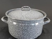 Vintage emaille (wolkjes)pan - afbeelding 1 van  5
