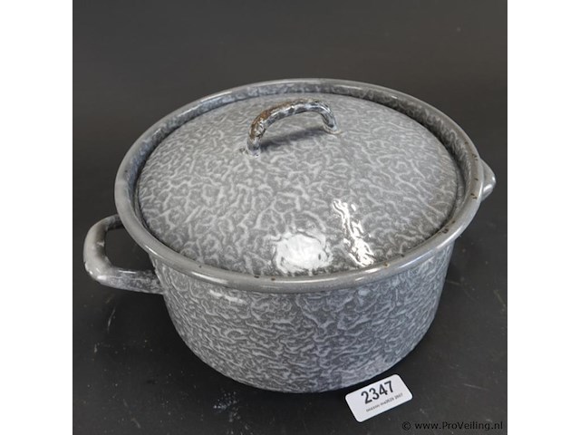 Vintage emaille (wolkjes)pan - afbeelding 2 van  5
