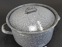 Vintage emaille (wolkjes)pan - afbeelding 2 van  5
