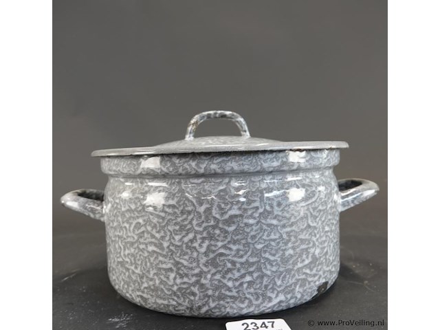 Vintage emaille (wolkjes)pan - afbeelding 3 van  5