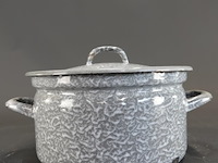 Vintage emaille (wolkjes)pan - afbeelding 3 van  5