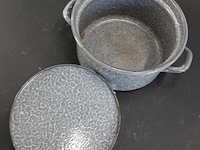 Vintage emaille (wolkjes)pan - afbeelding 4 van  5
