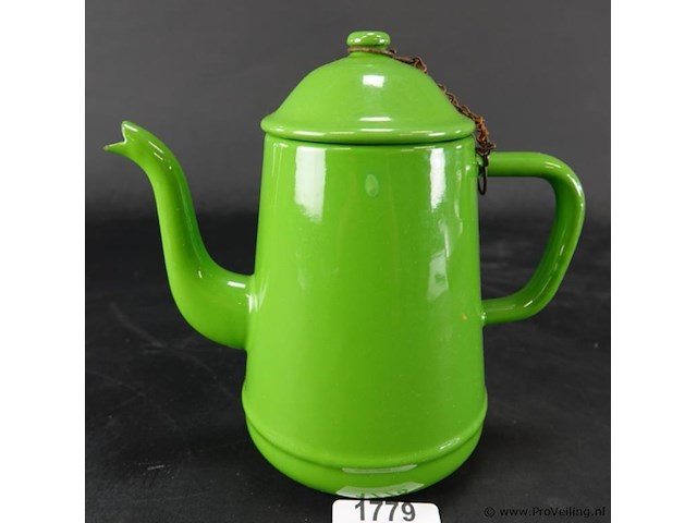 Vintage emaillen theepot - afbeelding 1 van  5