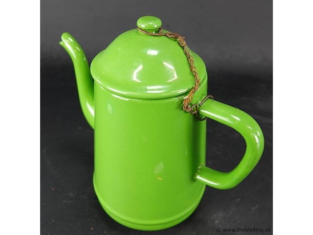 Vintage emaillen theepot - afbeelding 2 van  5