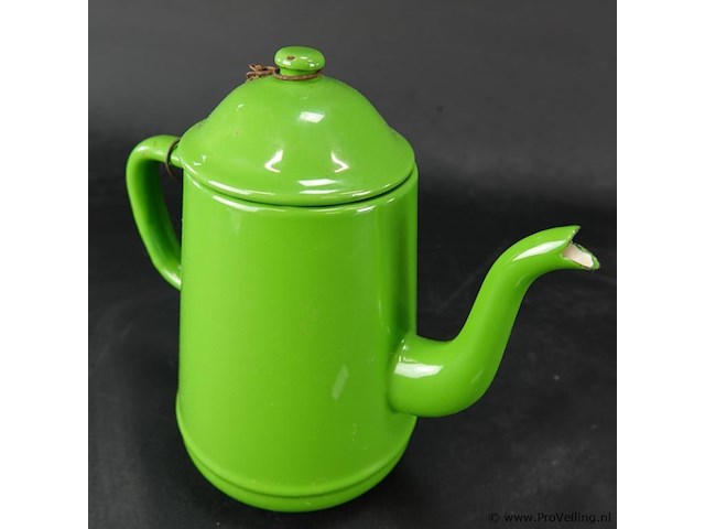 Vintage emaillen theepot - afbeelding 3 van  5