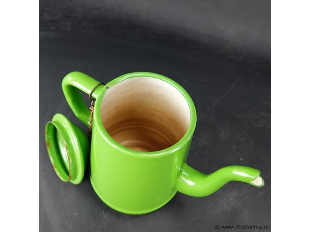 Vintage emaillen theepot - afbeelding 4 van  5