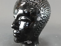 Vintage etalagepophoofd van zwart glas uit de jaren '70 - afbeelding 1 van  5