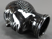 Vintage etalagepophoofd van zwart glas uit de jaren '70 - afbeelding 5 van  5