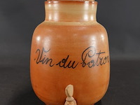 Vintage franse keramieken wijnvat met stop en kraan - afbeelding 3 van  5