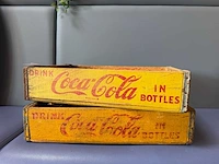 Vintage gele houten coca cola flessenkrat (2x) - afbeelding 2 van  6