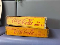 Vintage gele houten coca cola flessenkrat (2x) - afbeelding 3 van  6