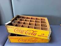 Vintage gele houten coca cola flessenkrat (2x) - afbeelding 4 van  6