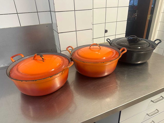 Vintage gietijzeren pan 38 cm (3x) - afbeelding 2 van  4