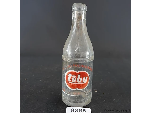 Vintage glazen frisdrankfles van de toby limonadefabriek uit het nederlandse oosterbeek - afbeelding 2 van  5