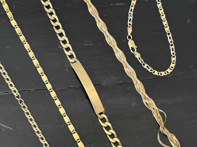 Vintage goudkleurige armbanden en schakelarmbanden - 7 delig - afbeelding 4 van  9