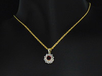 Vintage hanger met robijn en oud geslepen diamanten - afbeelding 2 van  7