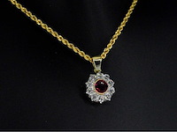 Vintage hanger met robijn en oud geslepen diamanten - afbeelding 6 van  7