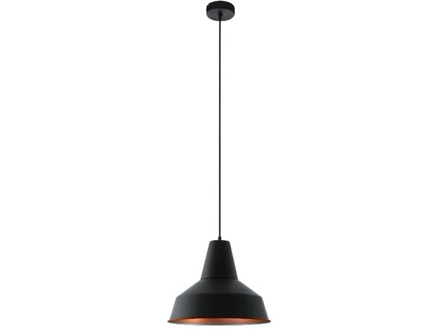 Vintage hanglamp eglo, somerton, zwart, koper - afbeelding 1 van  2