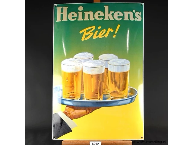 Vintage heineken's bier emaille reclamebord - afbeelding 1 van  5