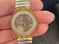 Vintage horloge, swatch "gent collection", jelly fisch gk 100 re, zilver transparant, 1986
