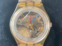 Vintage horloge, swatch "gent collection", jelly fisch gk 100 re, zilver transparant, 1986 - afbeelding 2 van  3