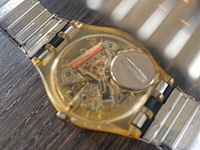 Vintage horloge, swatch "gent collection", jelly fisch gk 100 re, zilver transparant, 1986 - afbeelding 3 van  3