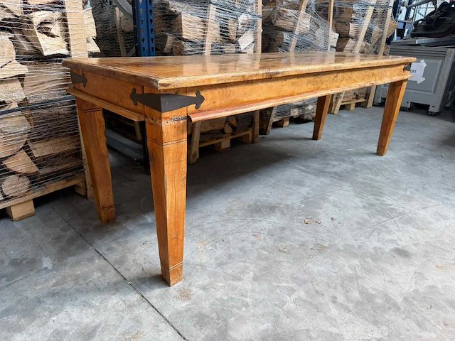 Vintage houten restauranttafel (2x) - afbeelding 3 van  6